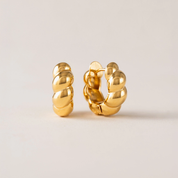GOLD CROISSANT PUFF HOOP EARRINGS by LOVER'S TEMPO