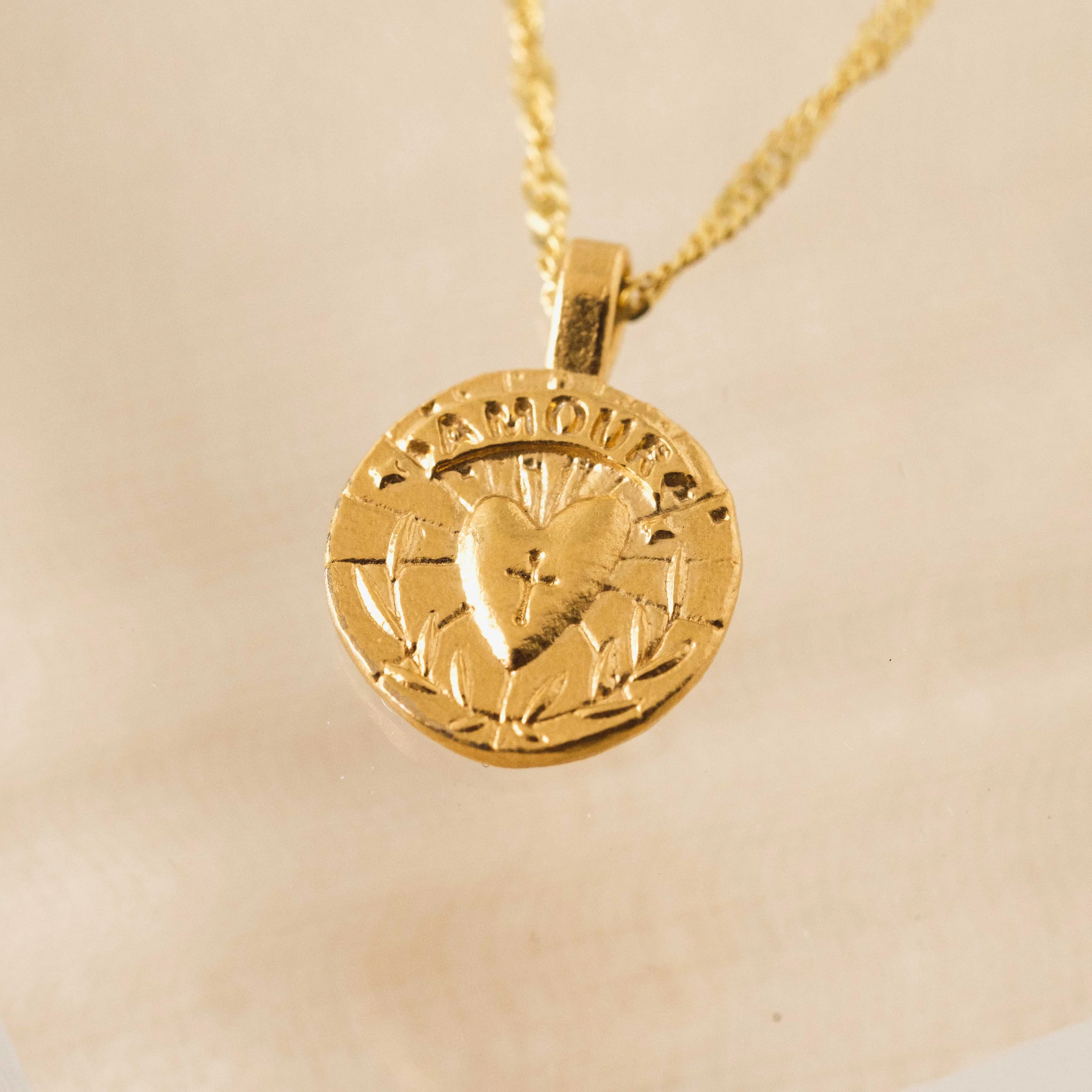GOLD HEART COIN NECKLACE by LOVER'S TEMPO