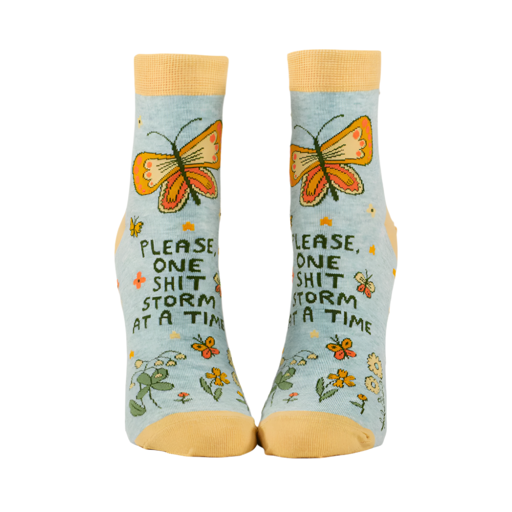 PLEASE, ONE SHITSTORM AT A TIME W-ANKLE SOCKS by BLUE Q