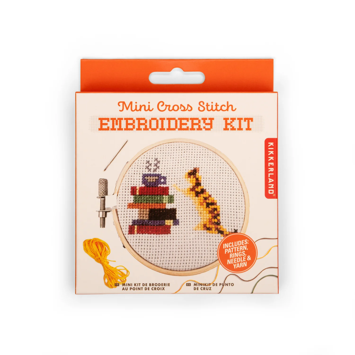 CAT AND BOOK MINI CROSS STITCH EMBROIDERY KIT