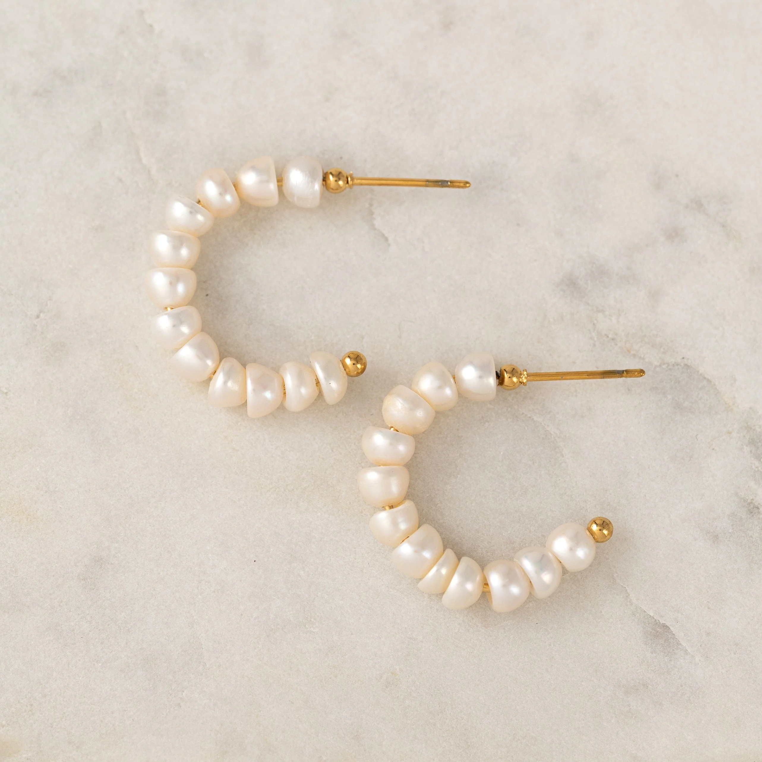 GOLD ISOLA PEARL HOOP EARRINGS by LOVER'S TEMPO