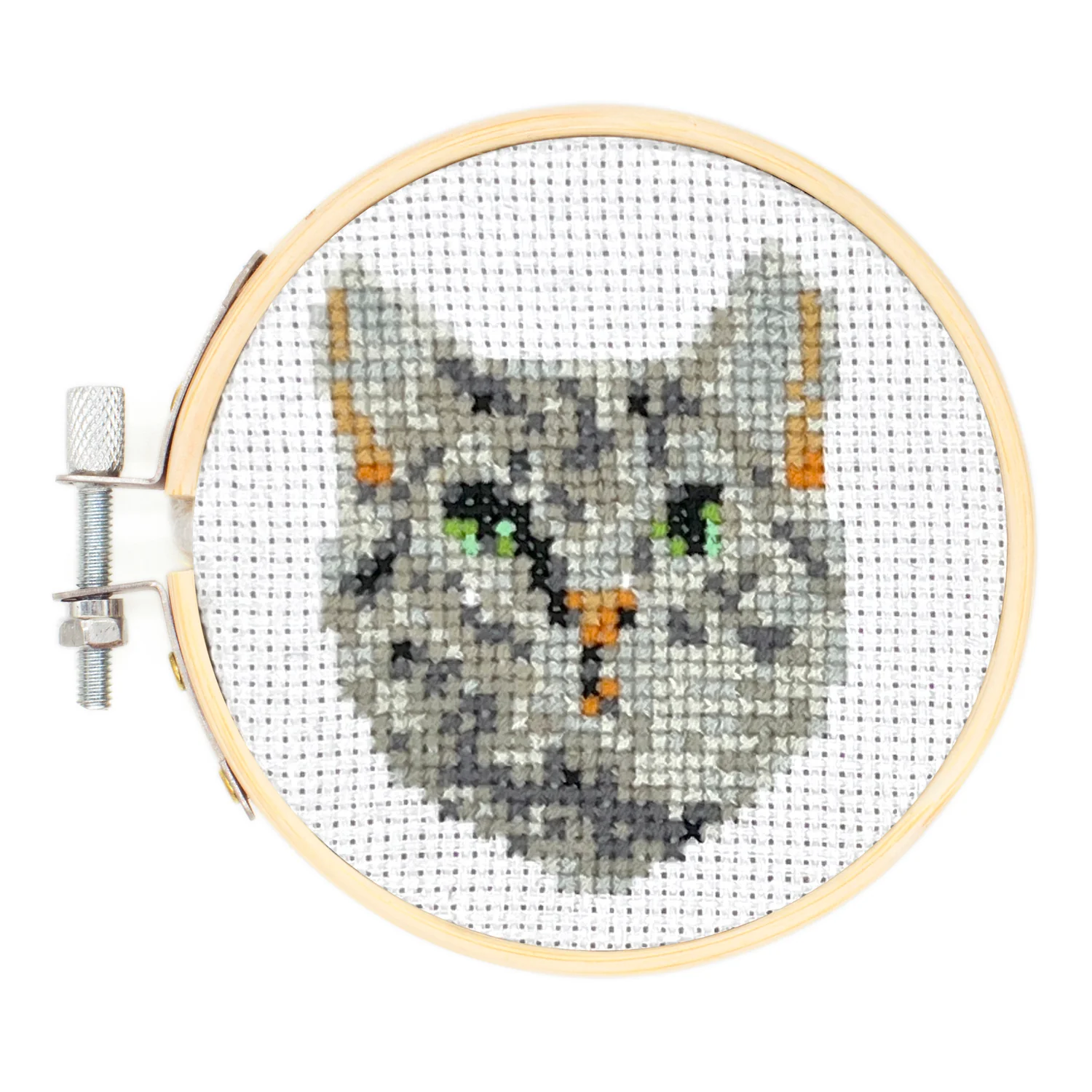 TABBY CAT MINI CROSS STITCH EMBROIDERY KIT