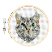 TABBY CAT MINI CROSS STITCH EMBROIDERY KIT
