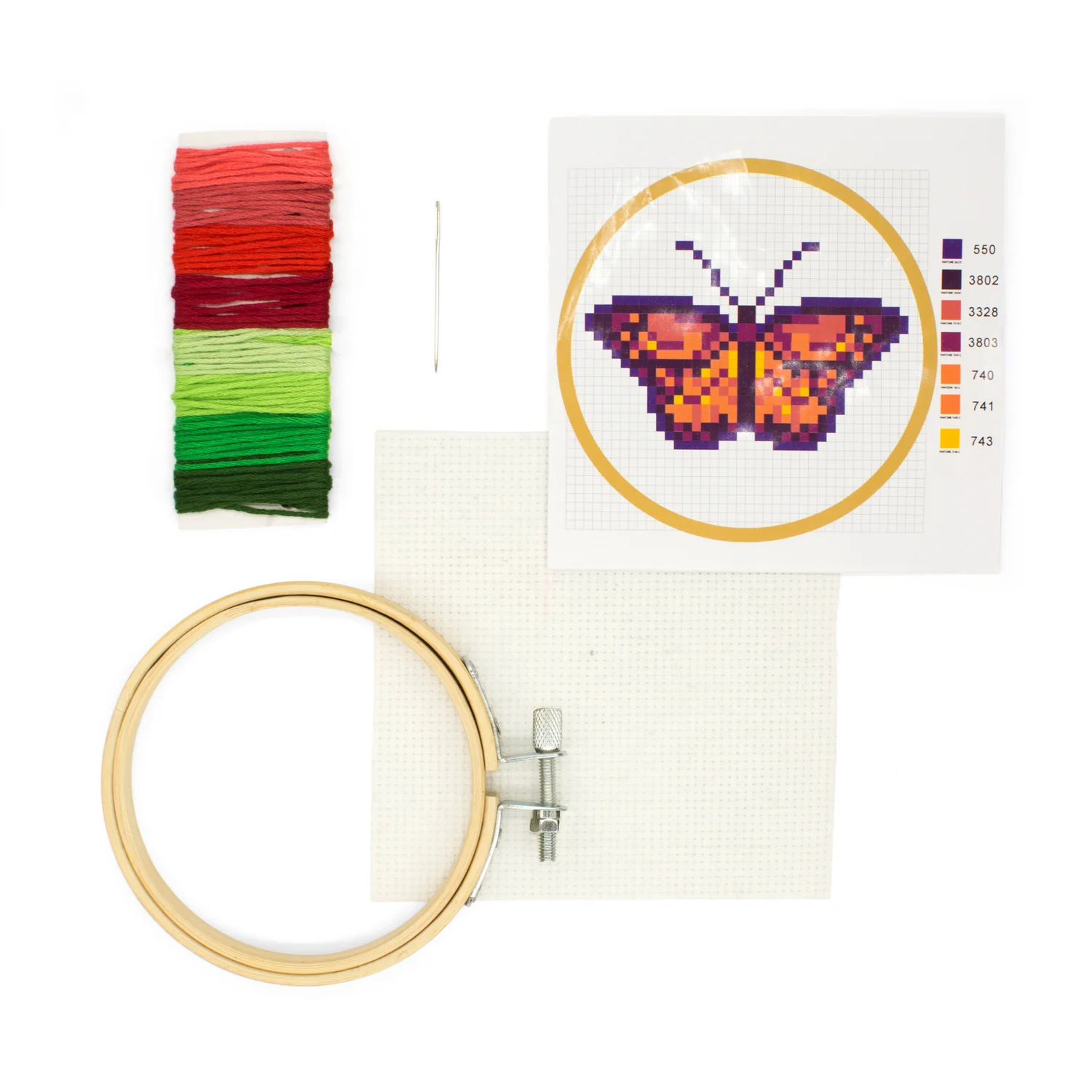 BUTTERFLY MINI CROSS STITCH EMBROIDERY KIT