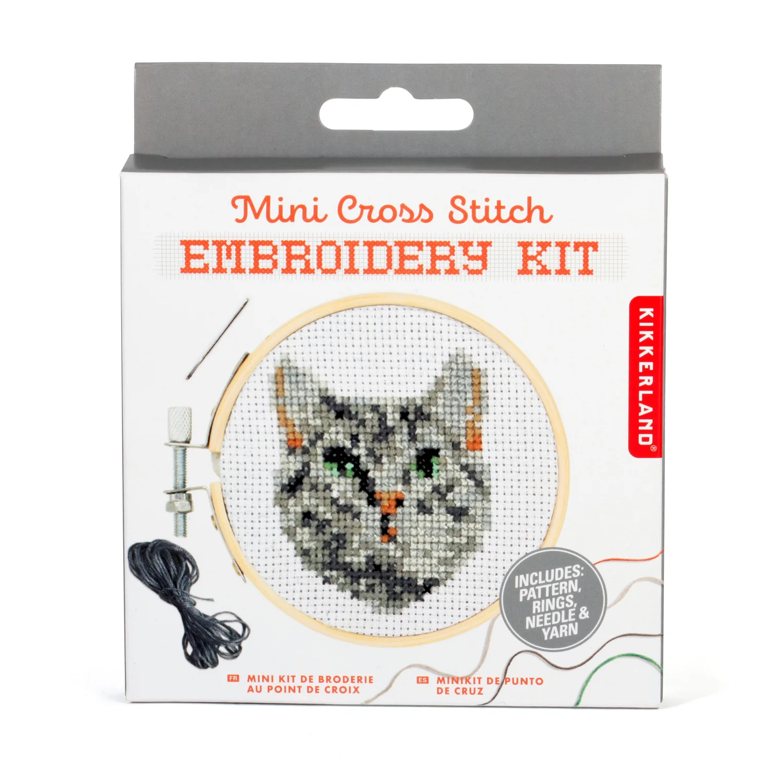 TABBY CAT MINI CROSS STITCH EMBROIDERY KIT