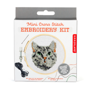 TABBY CAT MINI CROSS STITCH EMBROIDERY KIT