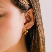 GOLD CROISSANT PUFF HOOP EARRINGS by LOVER'S TEMPO
