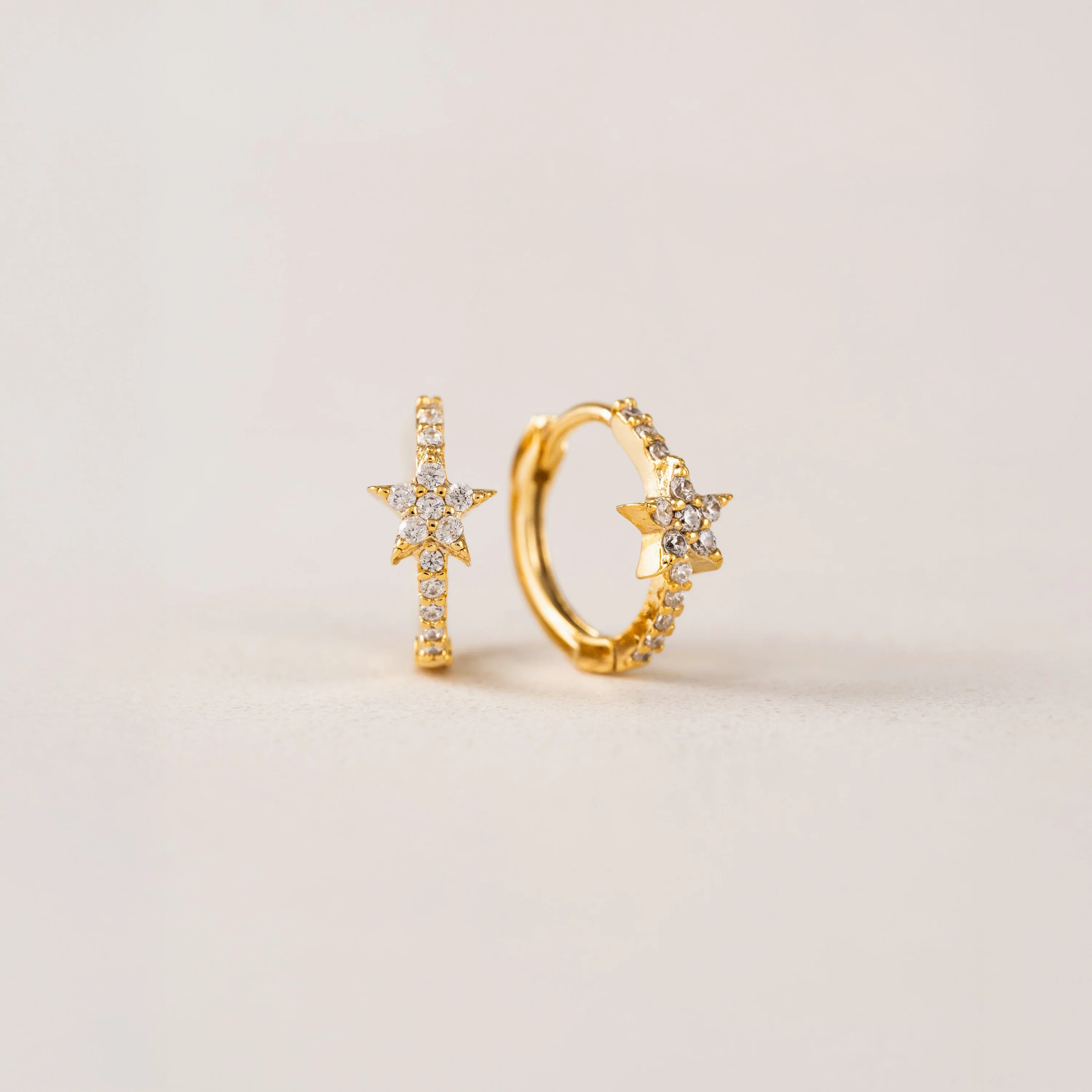GOLD COSMO HUGGIE HOOP EARRINGS by LOVER'S TEMPO