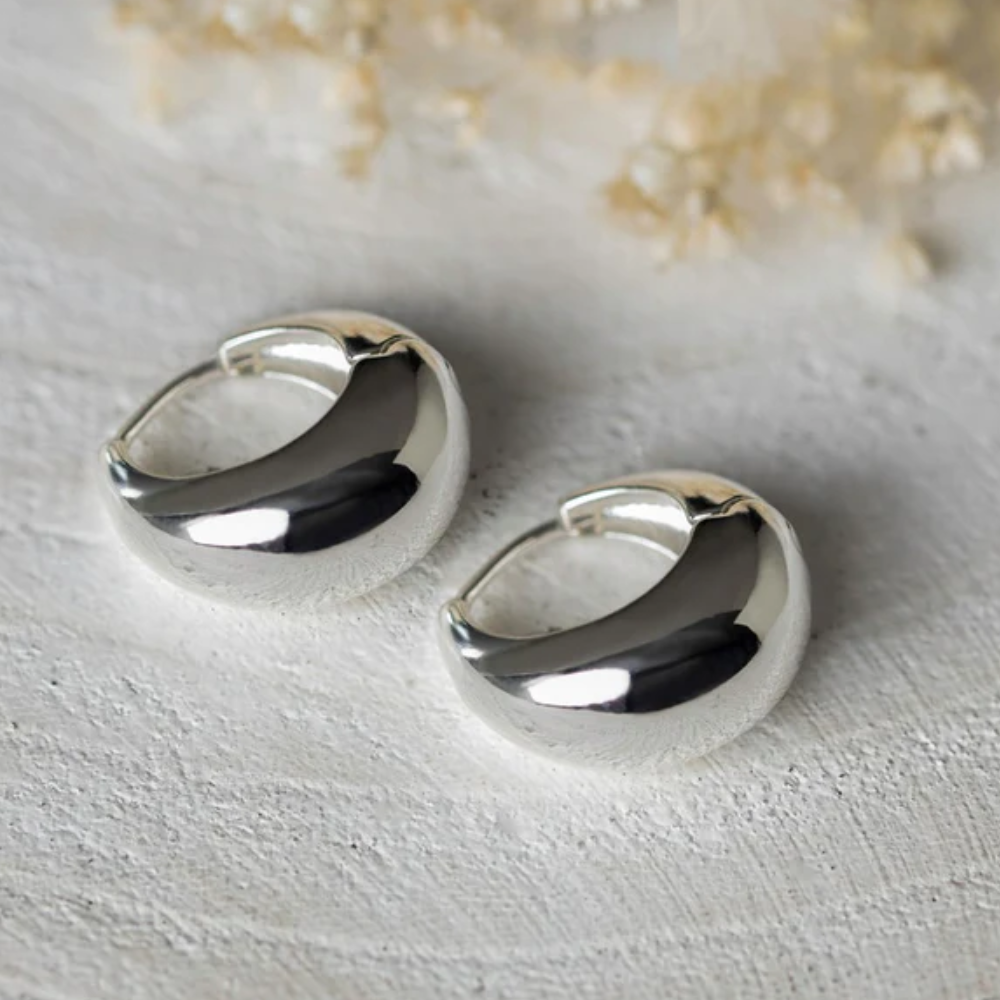 SILVER REFINED HOOPS by GLEE JEWELRY