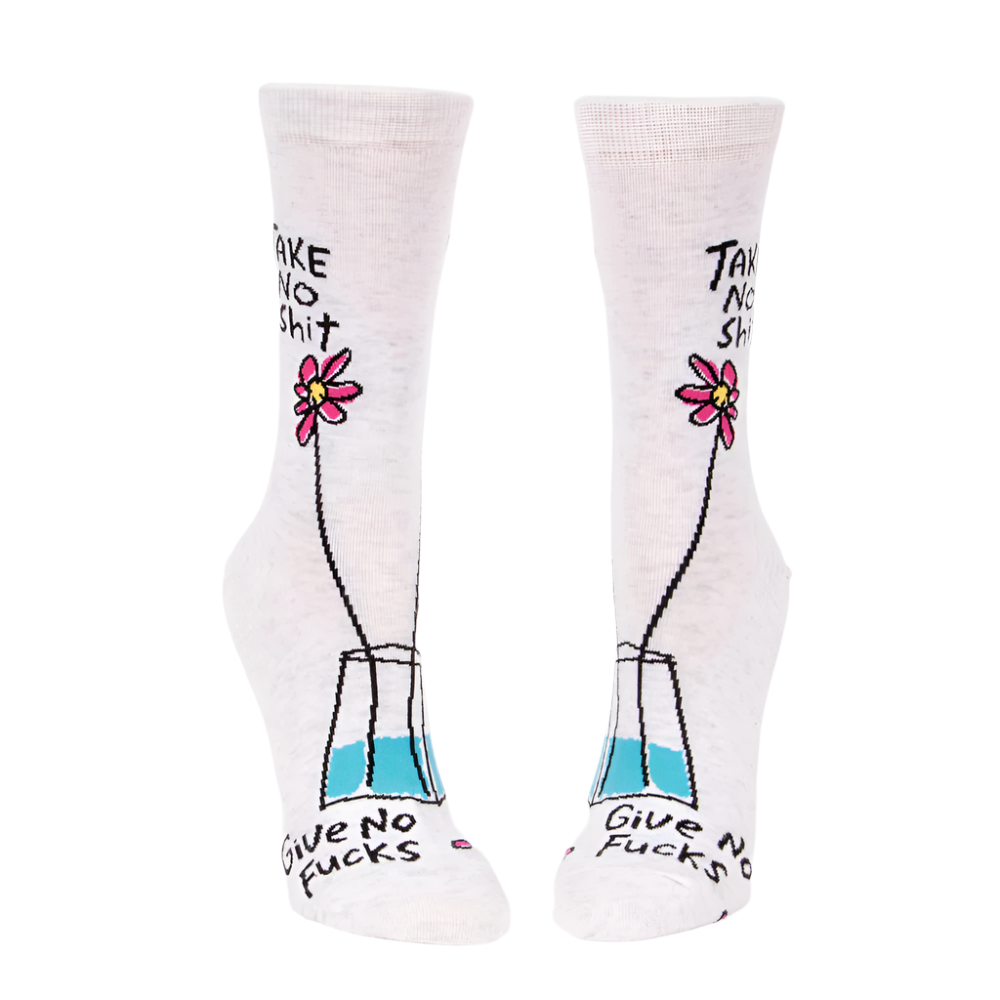 TAKE NO SHIT W-CREW SOCKS - by BLUE Q