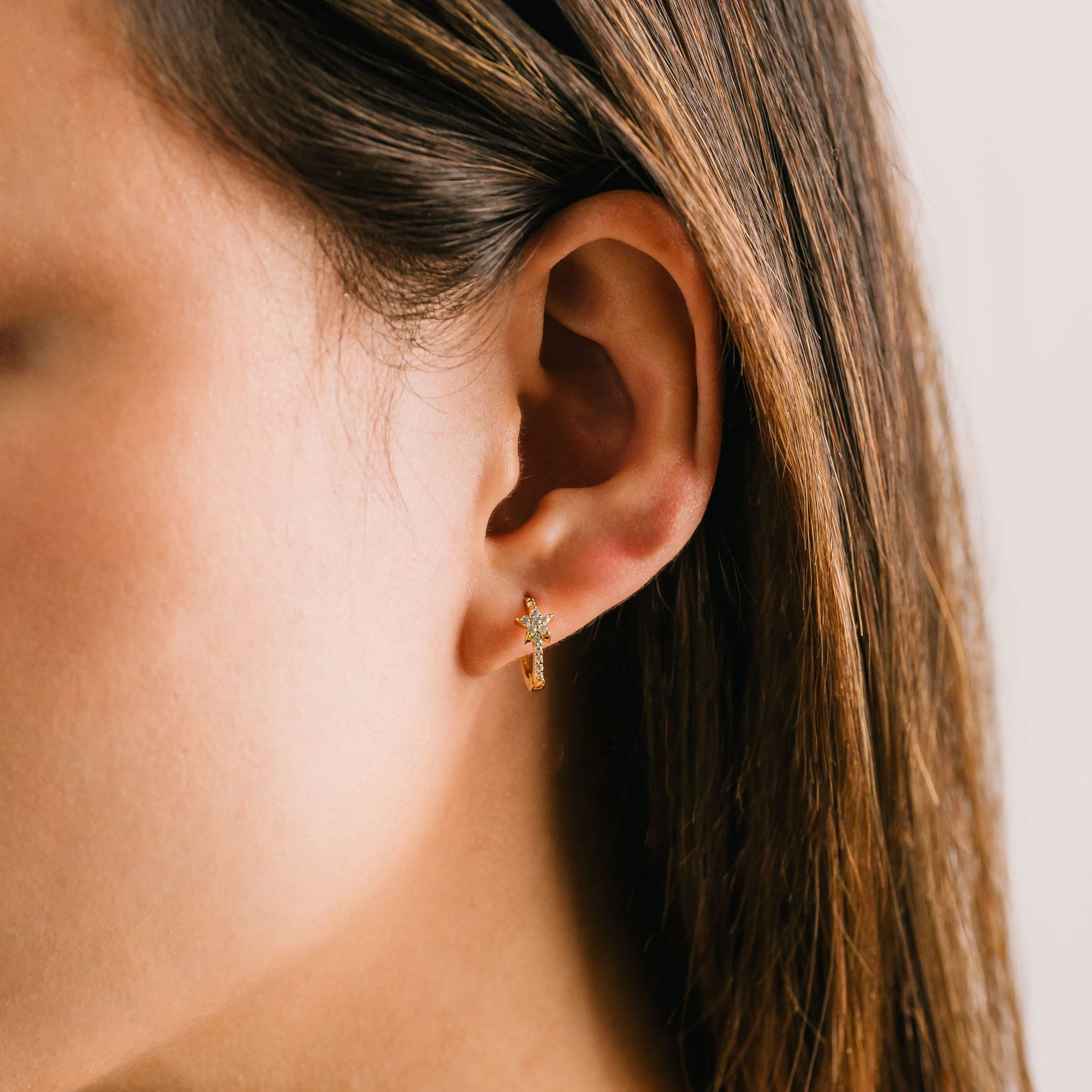 GOLD COSMO HUGGIE HOOP EARRINGS by LOVER'S TEMPO