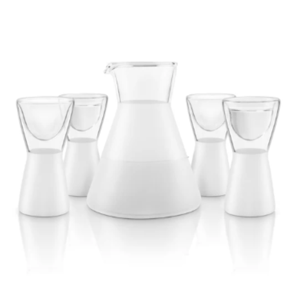 5 PIECE FROSTED SAKE DECANTER SET