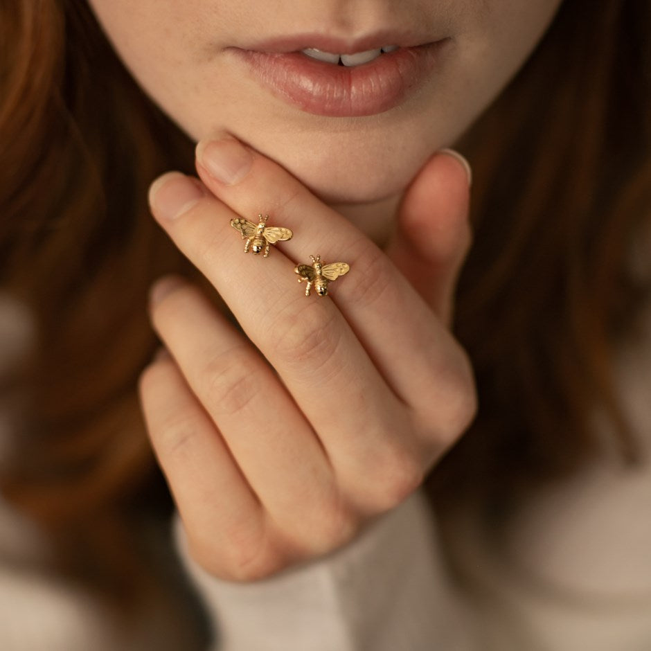 GOLD BEE LOVE STUDS by GLEE JEWELRY
