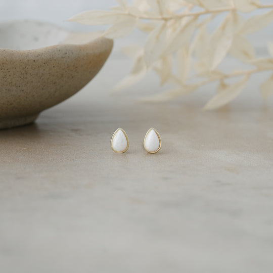 GOLD & WHITE OPAL ICY RAIN STUDS by GLEE JEWELRY