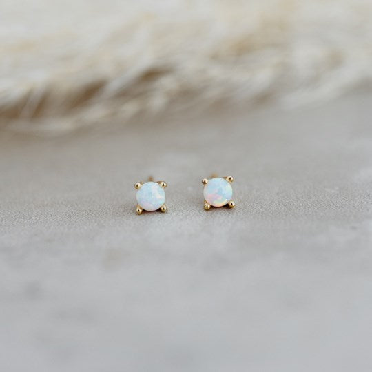GOLD & WHITE OPAL MARLOW STUDS by GLEE JEWELRY
