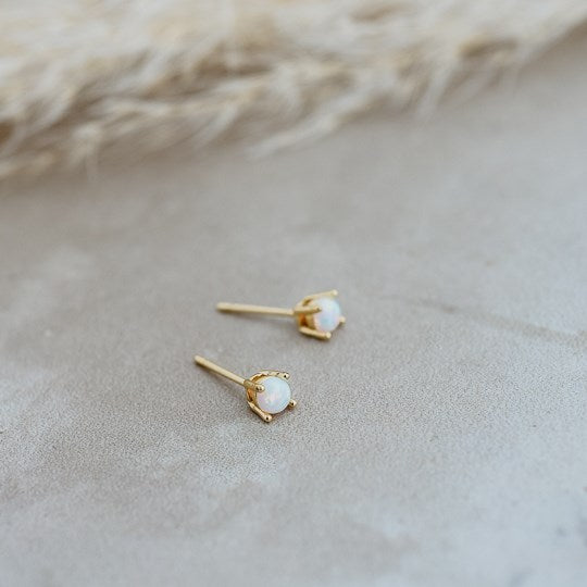 GOLD & WHITE OPAL MARLOW STUDS by GLEE JEWELRY