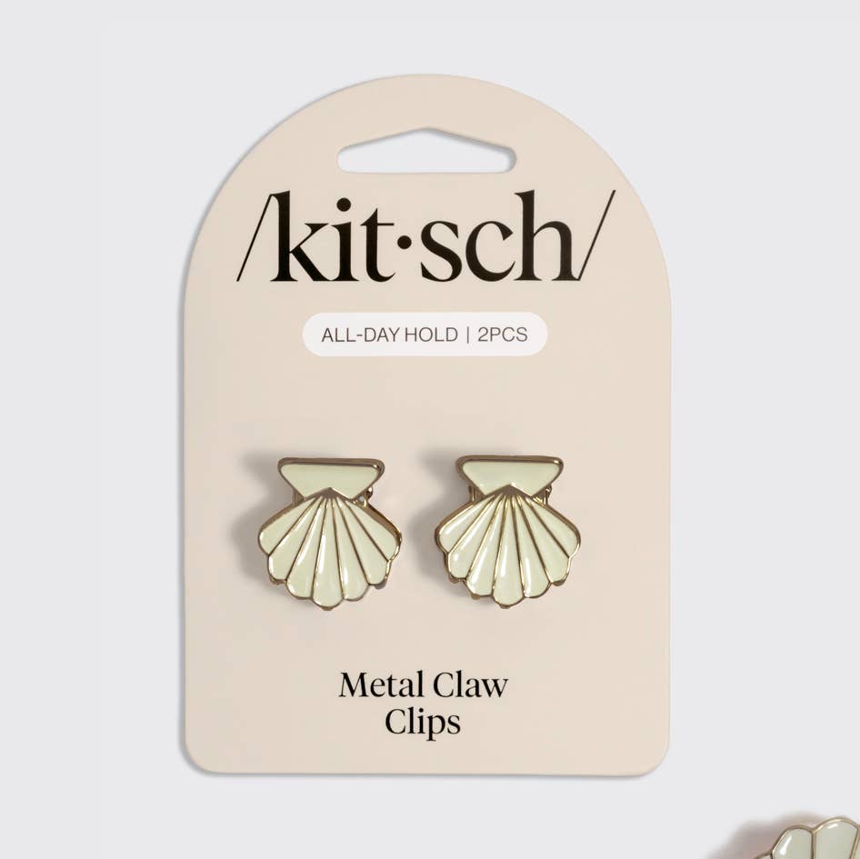 HAIR CLIPS with CREAM & GOLD CLAM SHELLS by KITSCH