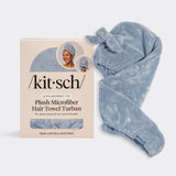QUICK DRY HAIR TOWEL in COASTAL BLUE WITH BOW  by KITSCH