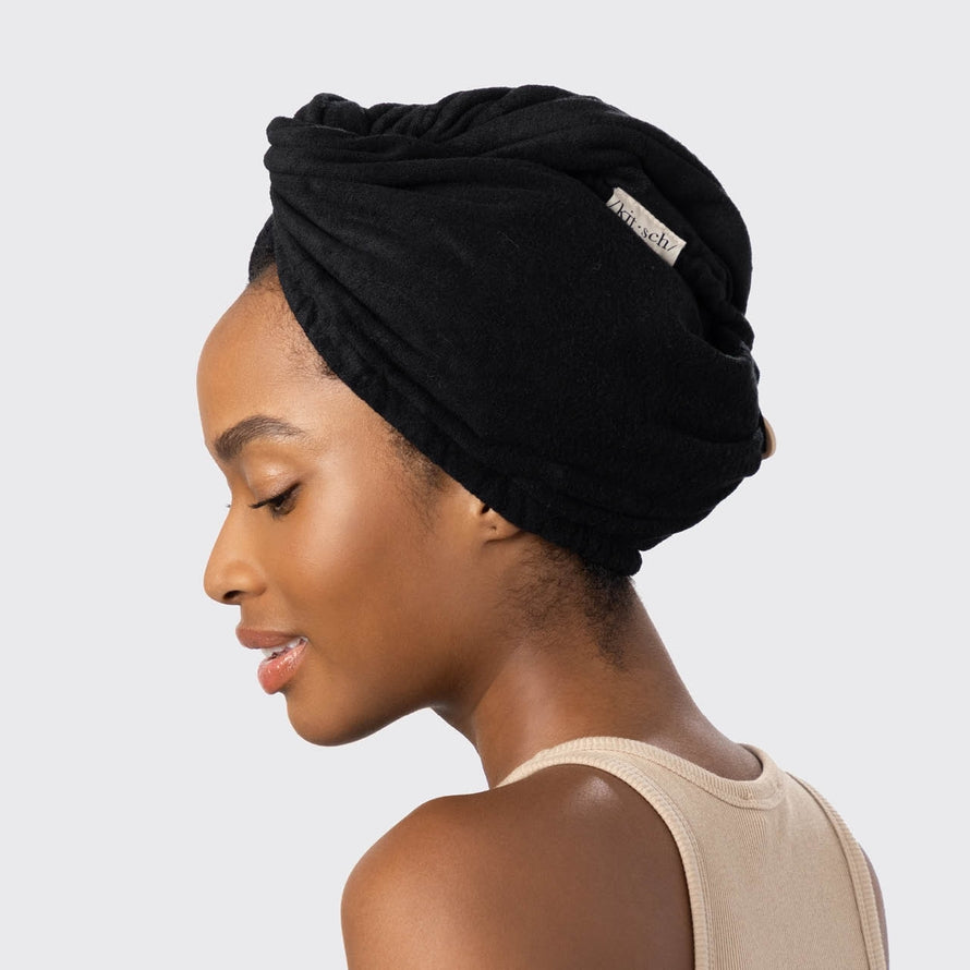 QUICK DRY HAIR TOWEL in BLACK by KITSCH