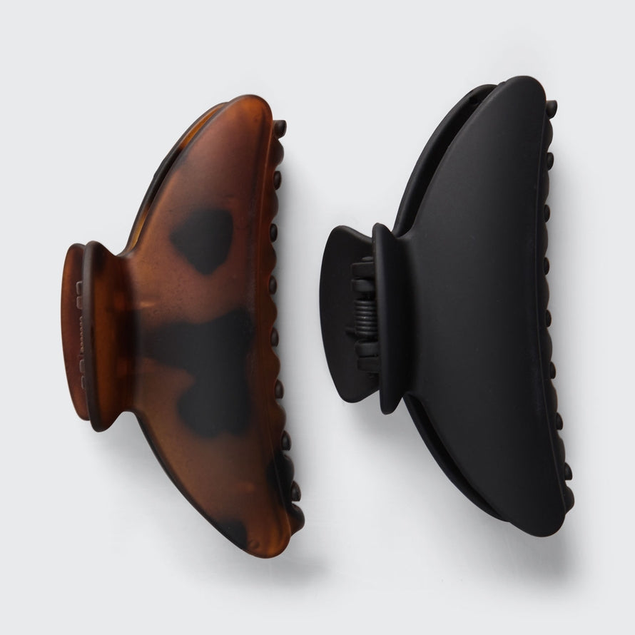 MEDIUM CLAW CLIP SET in BLACK & TORTOISE by KITSCH