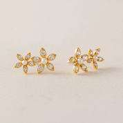 CLEAR LILY CLIMBER STUD EARRINGS by LOVER'S TEMPO
