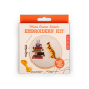 CAT AND BOOK MINI CROSS STITCH EMBROIDERY KIT