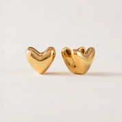 GOLD HEART PUFF HOOP EARRINGS by LOVER'S TEMPO