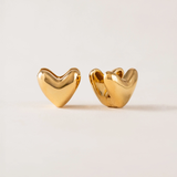 GOLD HEART PUFF HOOP EARRINGS by LOVER'S TEMPO