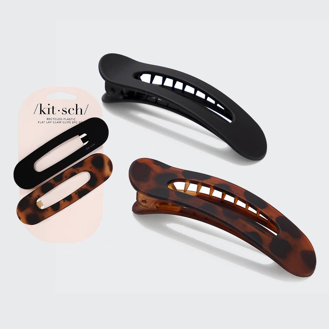 FLAT-LAY CLAW CLIP SET in BLACK TORTOISE by KITSCH