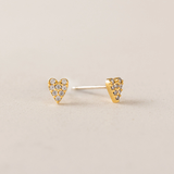 GOLD FLUTTER HEART STUD EARRINGS by LOVER'S TEMPO