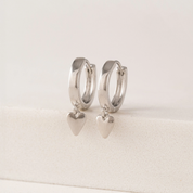 SILVER EVERLY HEART HUGGIE HOOP EARRINGS