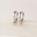 SILVER EVERLY HEART HUGGIE HOOP EARRINGS by LOVER'S TEMPO
