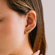 GOLD HEART PUFF HOOP EARRINGS by LOVER'S TEMPO