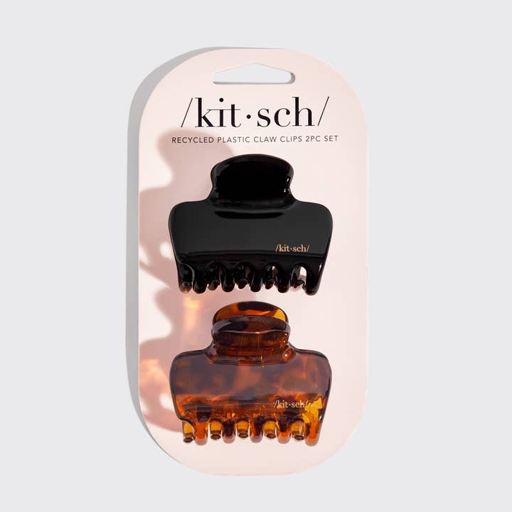 MEDIUM CLAW CLIP SET in PUFFY BLACK & TORTOISE by KITSCH