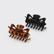 LARGE CLAW CLIP SET in BLACK & TORTOISE by KITSCH