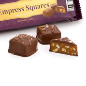 Packaged chocolate TOFFEE with 'Empress Squares' label on a white background