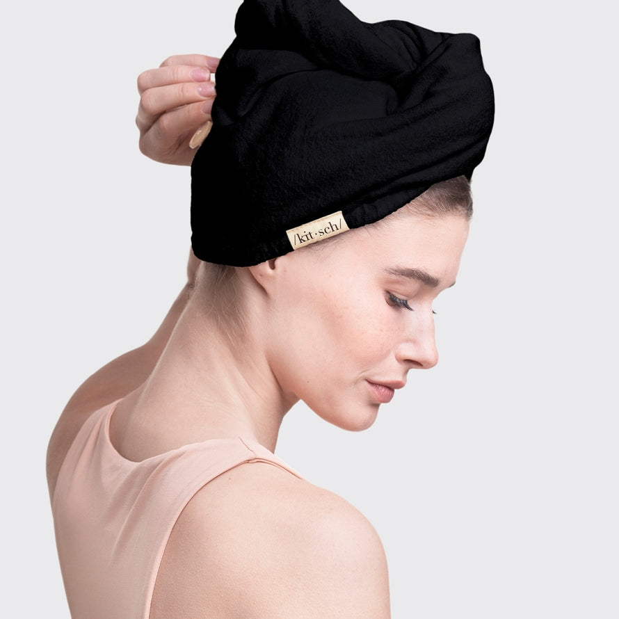 QUICK DRY HAIR TOWEL in BLACK by KITSCH