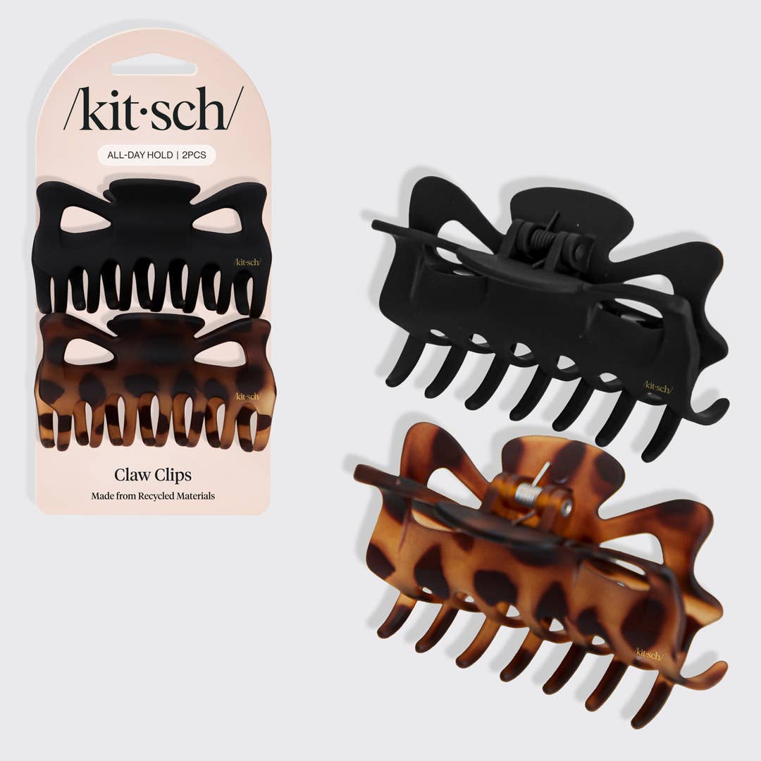 LARGE CLAW CLIP SET in BLACK & TORTOISE by KITSCH
