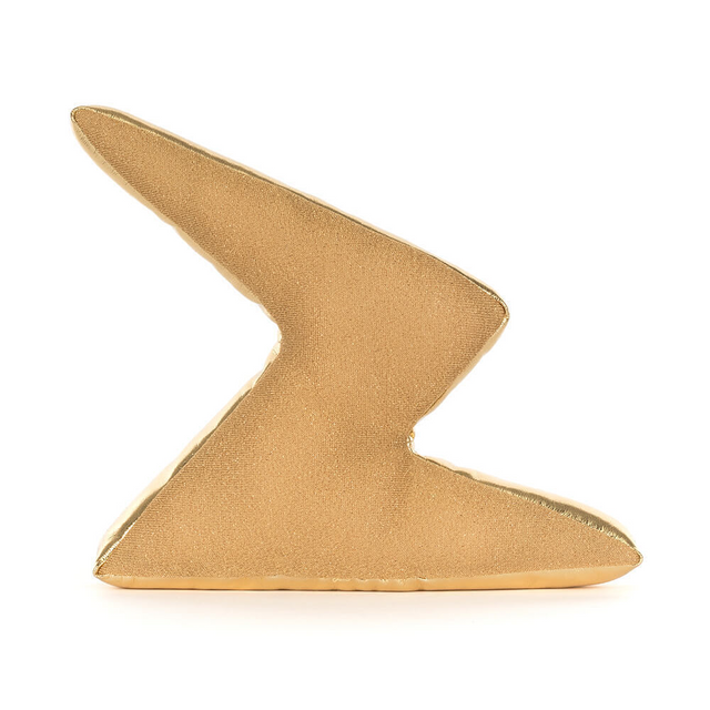 Gold lightning bolt-shaped JELLYCAT with a smiling face on a white background