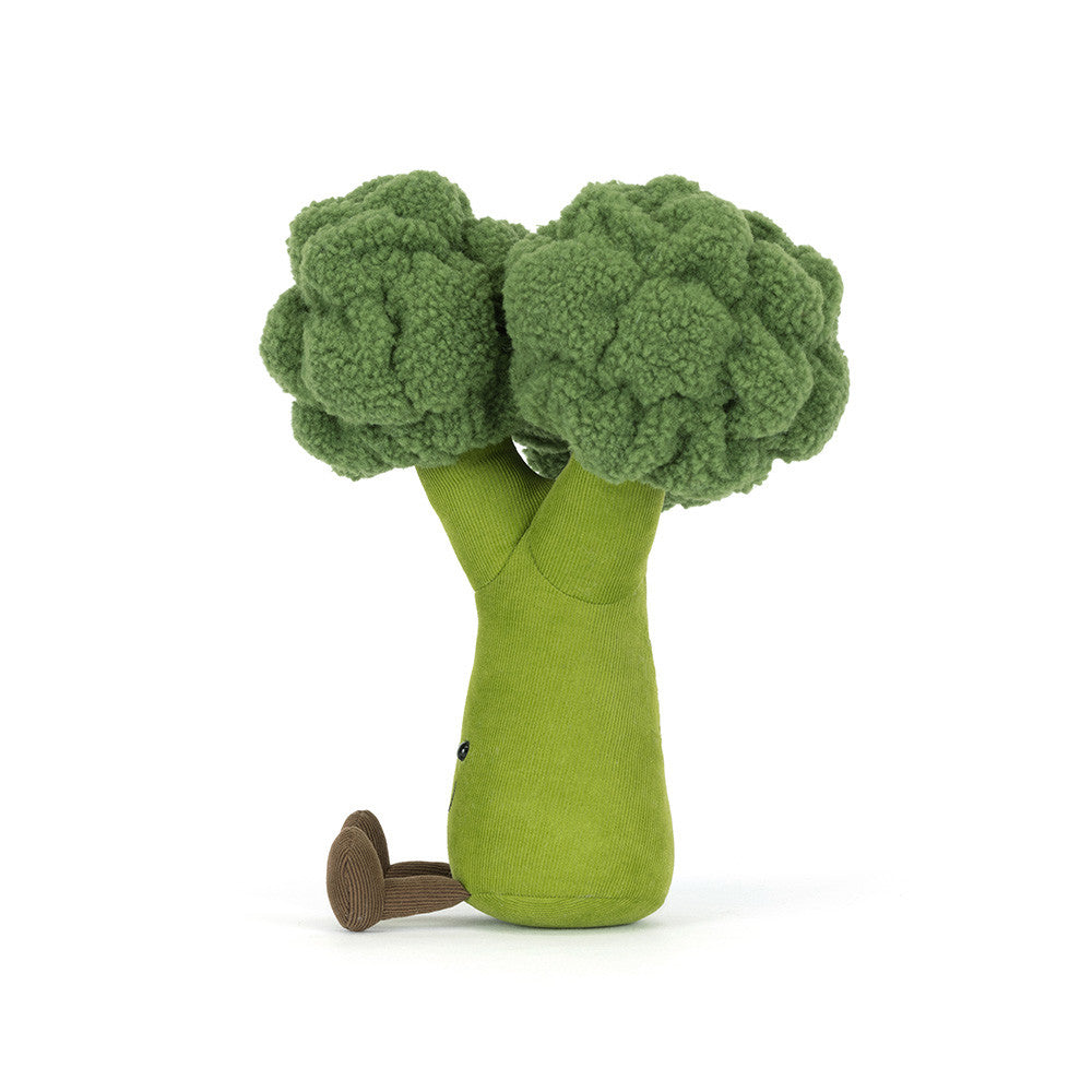 Plush toy shaped like broccoli on a white background