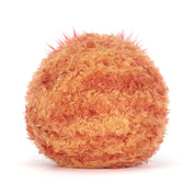 back view of mars planet, round orange plush toy on white background 