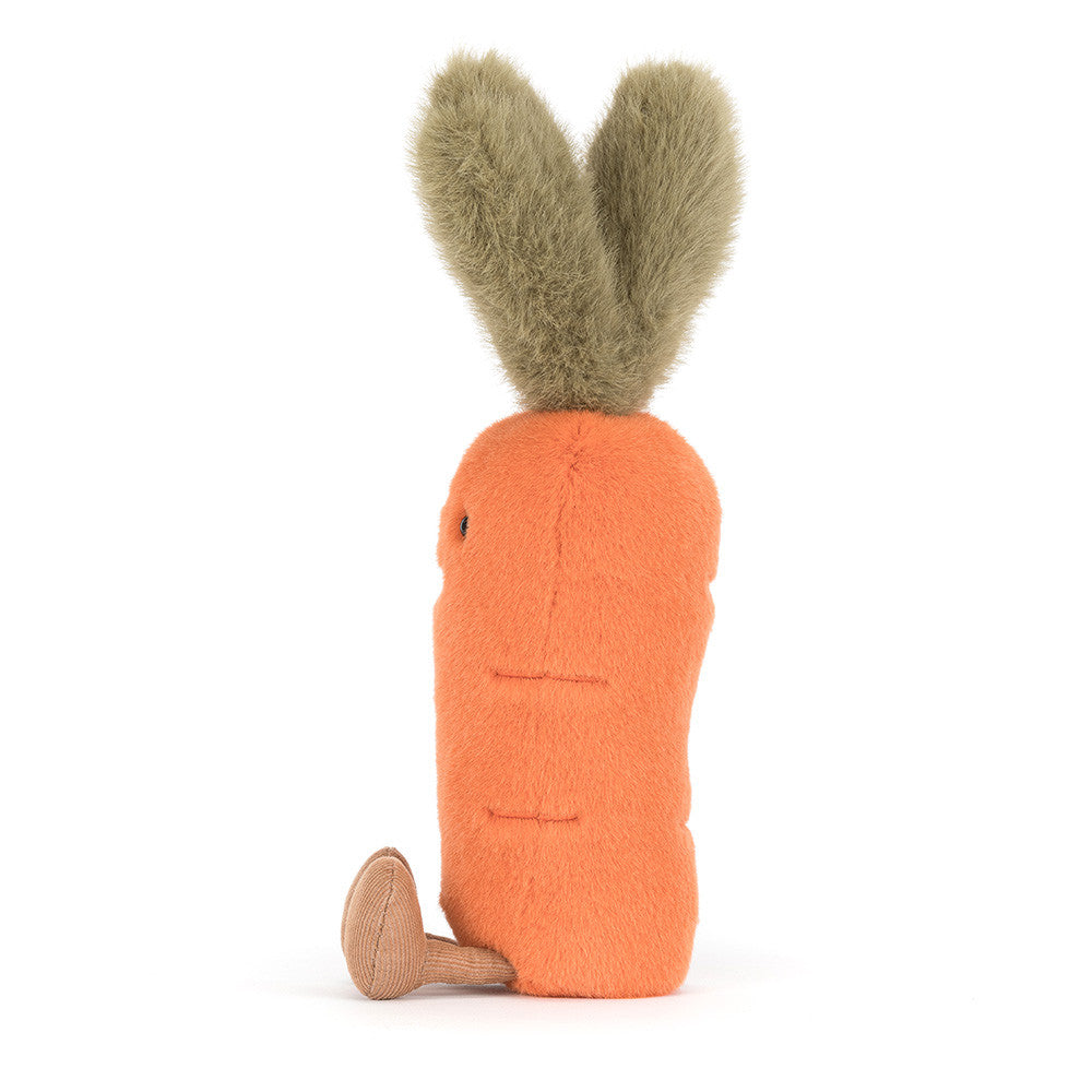 Carrot-shaped plush toy on a white background