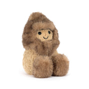 Jellycat peanut dressed as a Yeti on white background
