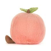 side view of jellycat amuseables peach with adorable face