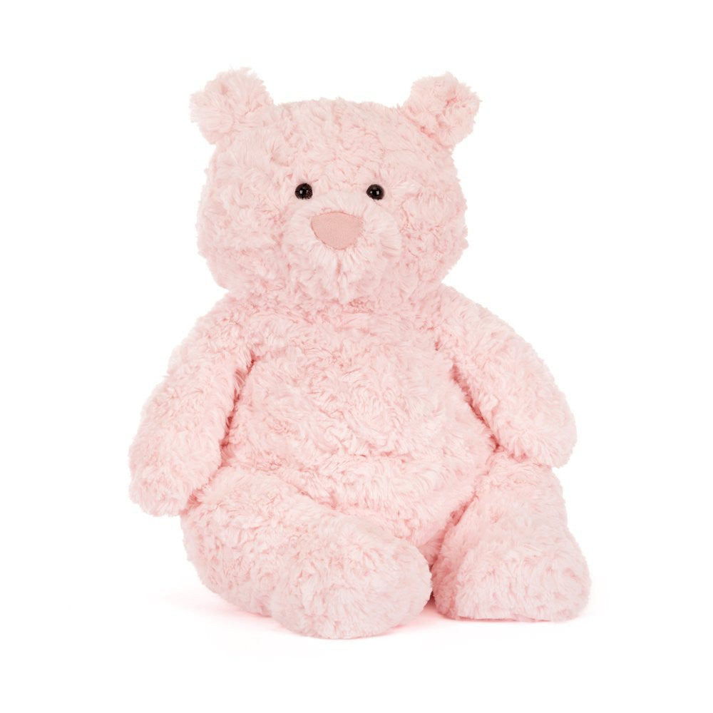 Pink Jellycat teddy bear on a white background