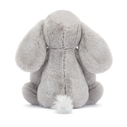 back view of Plush toy elephant from jellycat on a white background