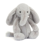 Plush toy elephant from jellycat on a white background