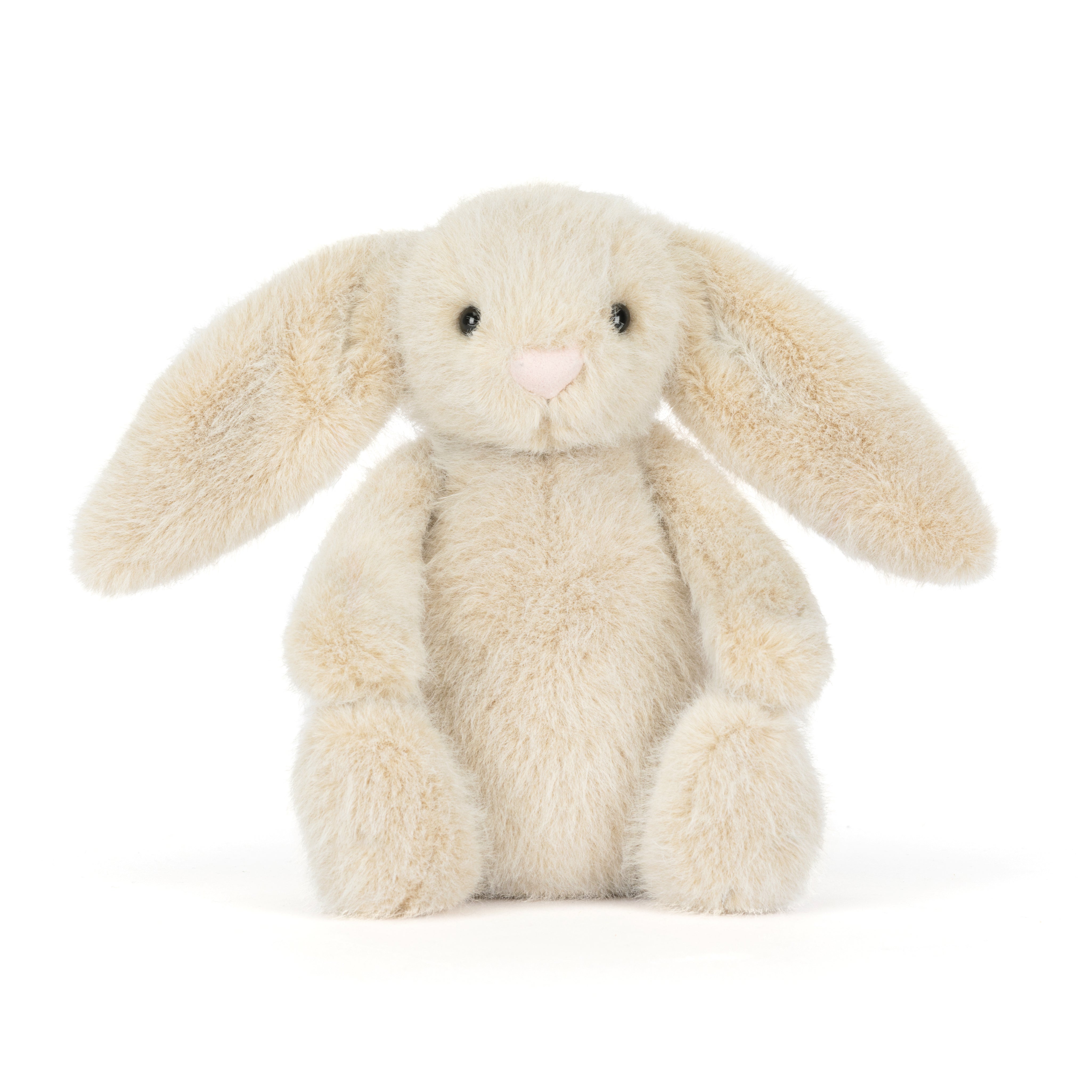 Plush cream bunny rabbit toy on a white background