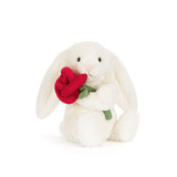 CREAM BUNNY WITH ROSE by JELLYCAT