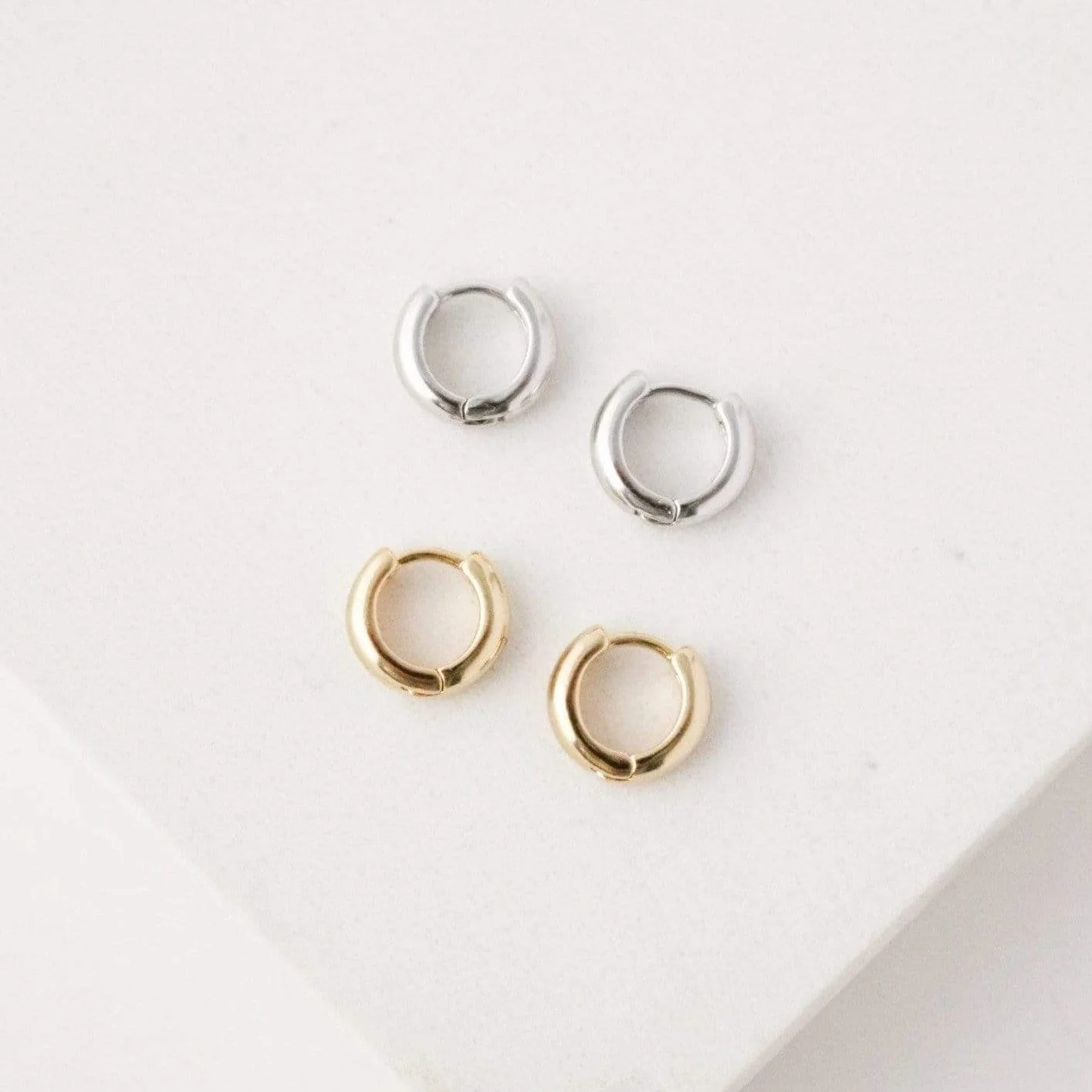 BEA 10MM HUGGIE HOOP EARRINGS SILVER by LOVER'S TEMPO